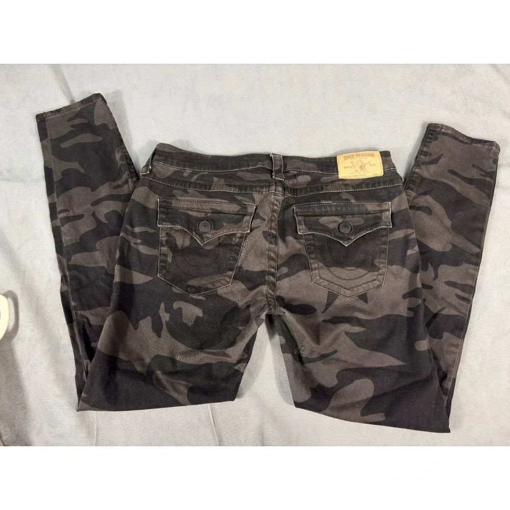 True Religion Mens Jeans Super Skinny Brown Camo Back Flaps 32x28 - Picture 9 of 9